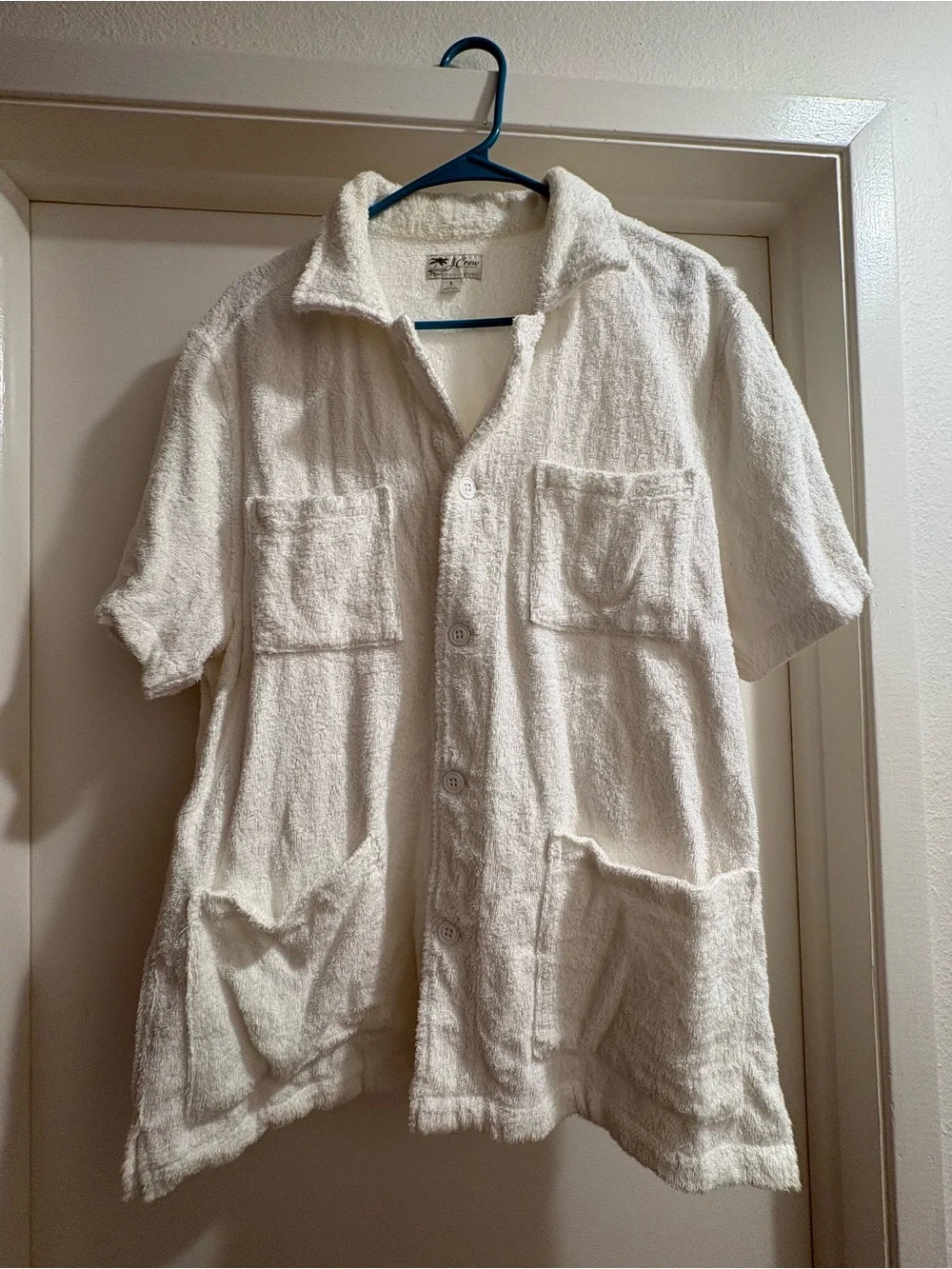 J. Crew Cream Terry Cloth Button-Up Shirt